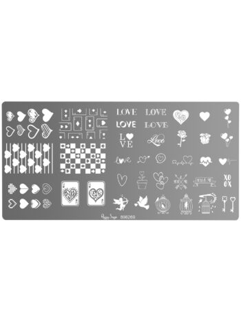 Placa de stamping nail art love