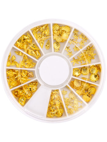 Caja redonda de strass para uñas - Summer Gold