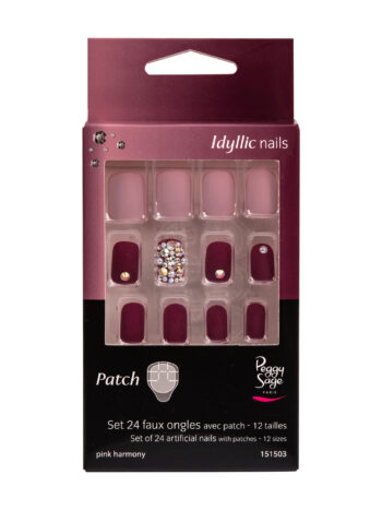 Juego de 24 uñas artificiales con parche - pink harmony